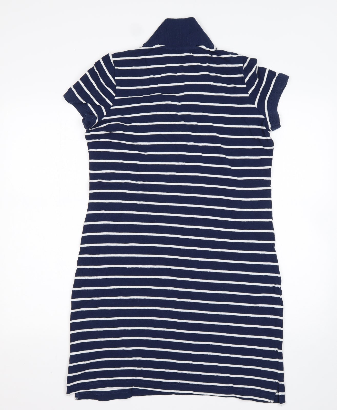 M&S Womens Multicoloured Striped Cotton T-Shirt Dress  Size 14  Collared