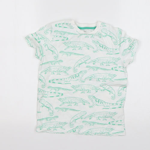 M&S Boys Multicoloured Animal Print Cotton Basic T-Shirt Size 6-7 Years Round Neck