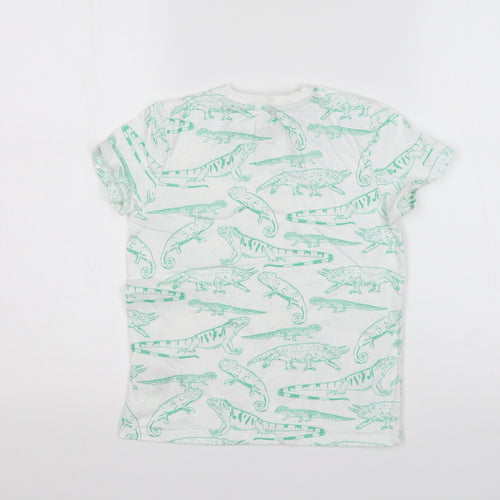 M&S Boys Multicoloured Animal Print Cotton Basic T-Shirt Size 6-7 Years Round Neck
