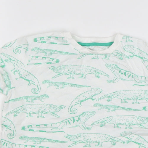 M&S Boys Multicoloured Animal Print Cotton Basic T-Shirt Size 6-7 Years Round Neck