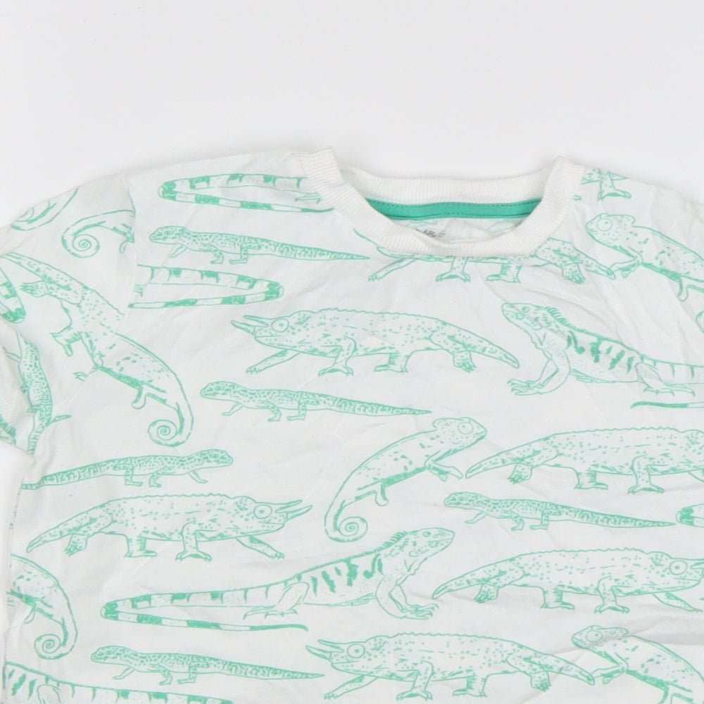 M&S Boys Multicoloured Animal Print Cotton Basic T-Shirt Size 6-7 Years Round Neck