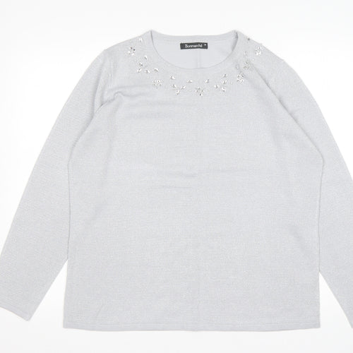 Bonmarché Womens Grey Round Neck  Acrylic Pullover Jumper Size M