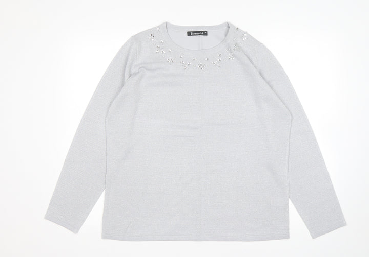 Bonmarché Womens Grey Round Neck  Acrylic Pullover Jumper Size M
