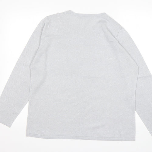 Bonmarché Womens Grey Round Neck  Acrylic Pullover Jumper Size M