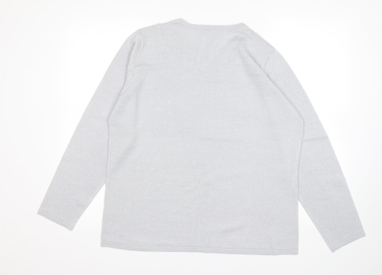 Bonmarché Womens Grey Round Neck  Acrylic Pullover Jumper Size M