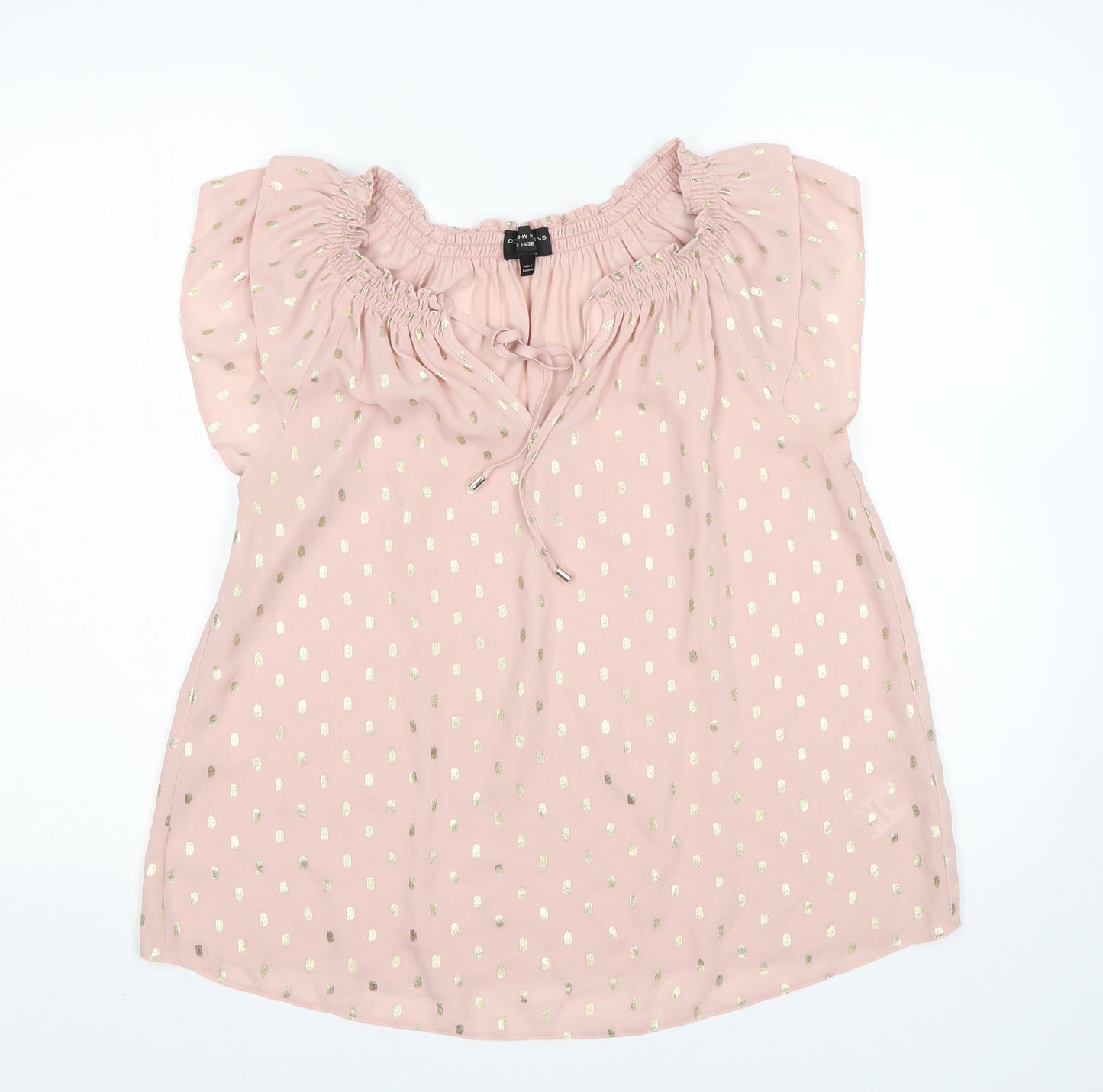 Dorothy Perkins Womens Multicoloured Polka Dot Polyester Basic Blouse Size 10 V-Neck
