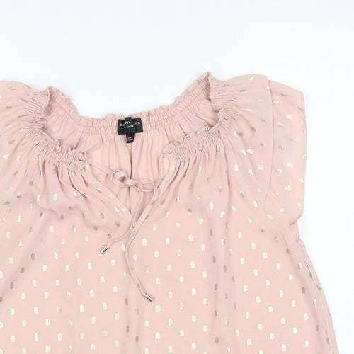 Dorothy Perkins Womens Multicoloured Polka Dot Polyester Basic Blouse Size 10 V-Neck