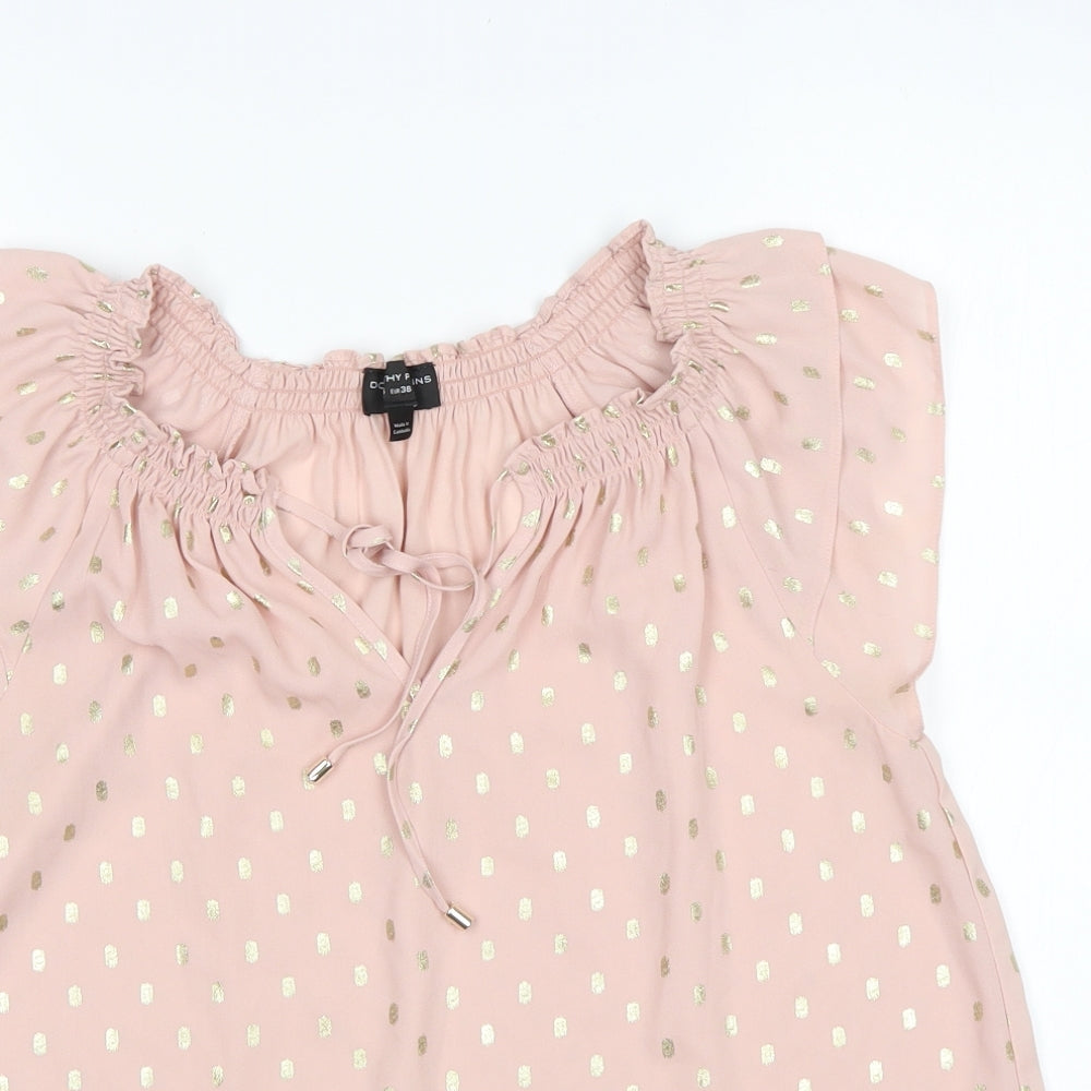 Dorothy Perkins Womens Multicoloured Polka Dot Polyester Basic Blouse Size 10 V-Neck