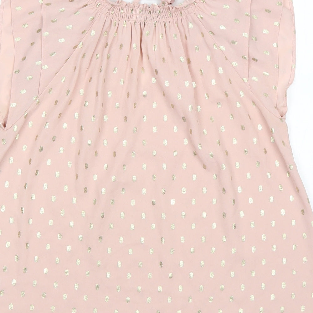 Dorothy Perkins Womens Multicoloured Polka Dot Polyester Basic Blouse Size 10 V-Neck