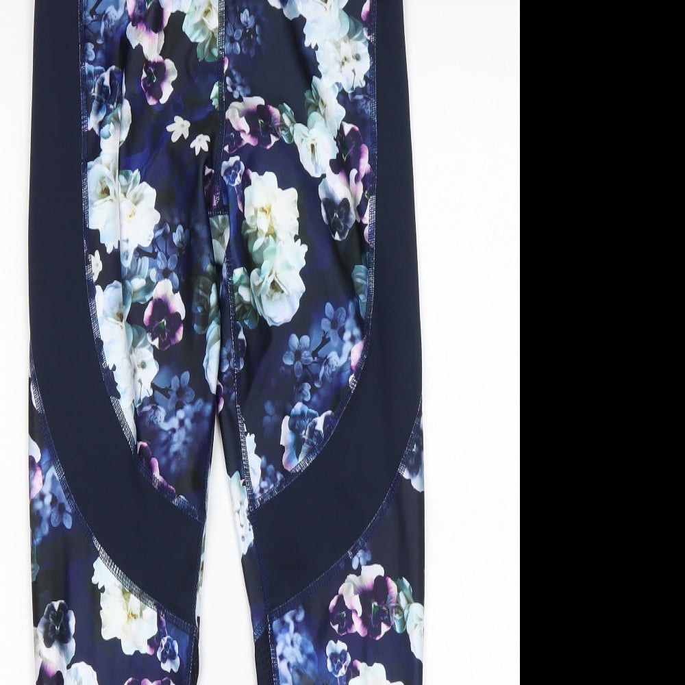 Souluxe Womens Multicoloured Floral Polyester Compression Leggings Size 8 L27 in Regular