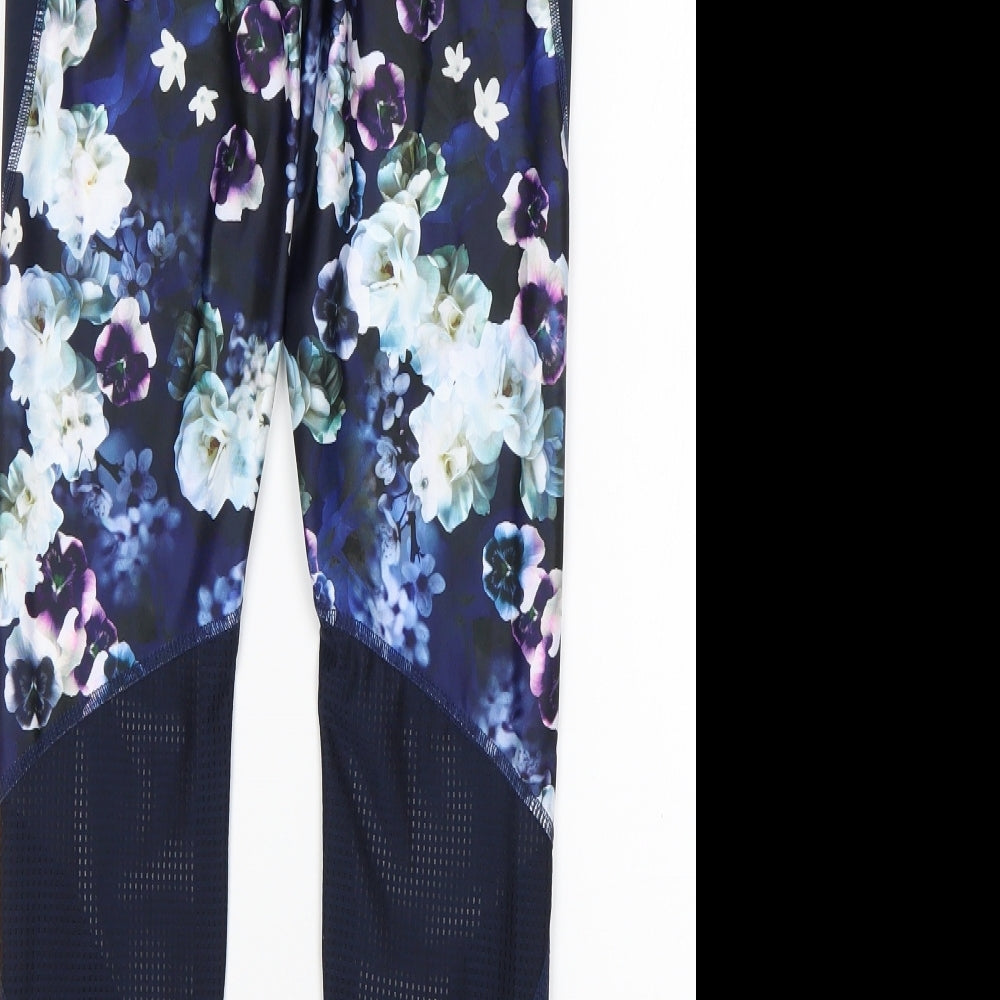Souluxe Womens Multicoloured Floral Polyester Compression Leggings Size 8 L27 in Regular