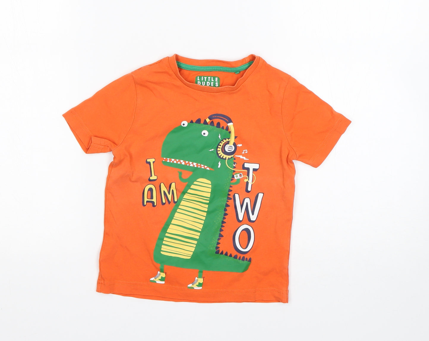 TU Boys Orange  Cotton Basic T-Shirt Size 18-24 Months Round Neck