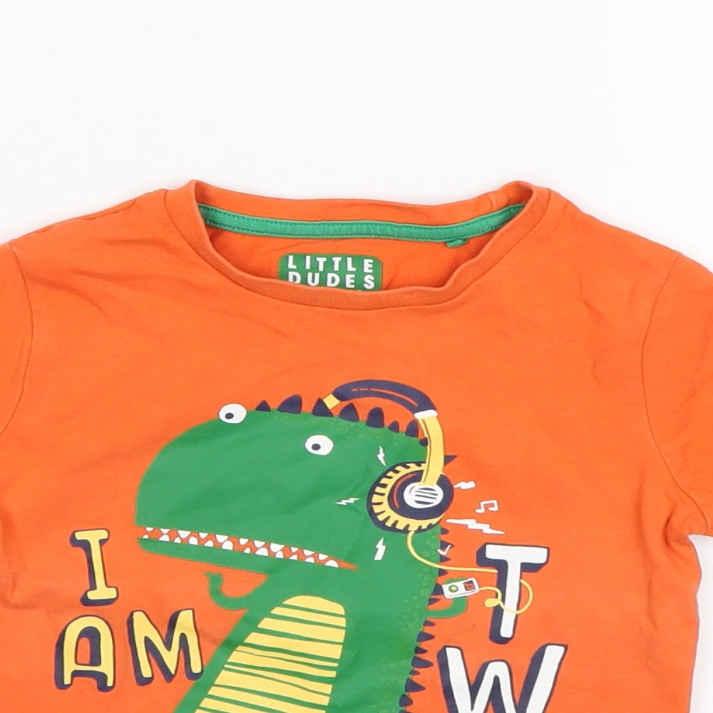 TU Boys Orange  Cotton Basic T-Shirt Size 18-24 Months Round Neck