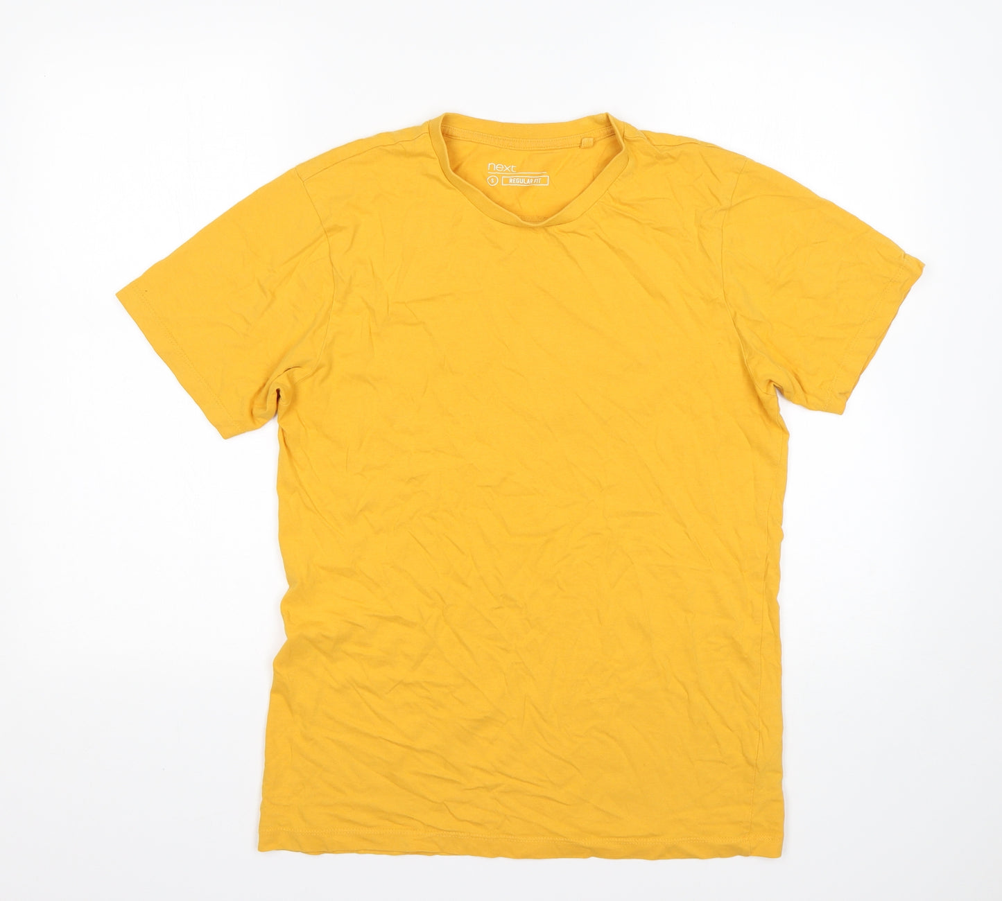 NEXT Mens Yellow  Cotton  T-Shirt Size S Round Neck