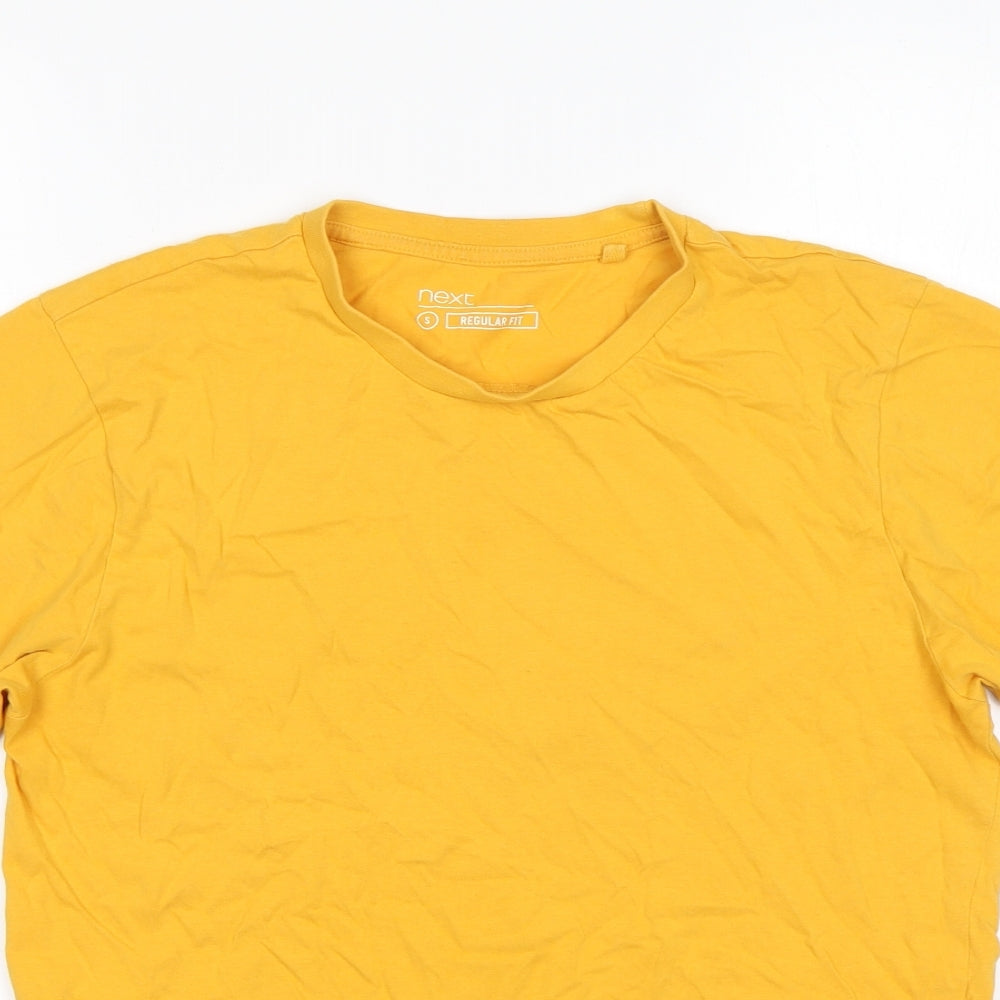 NEXT Mens Yellow  Cotton  T-Shirt Size S Round Neck