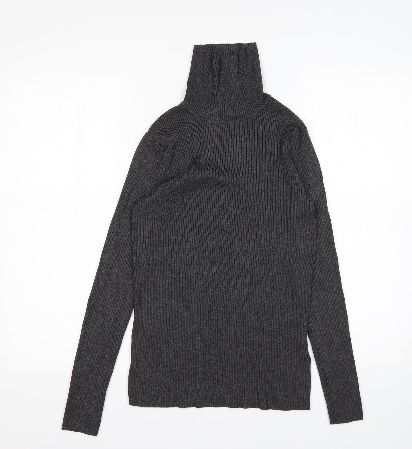 M&S Womens Grey Roll Neck  Viscose Pullover Jumper Size 12