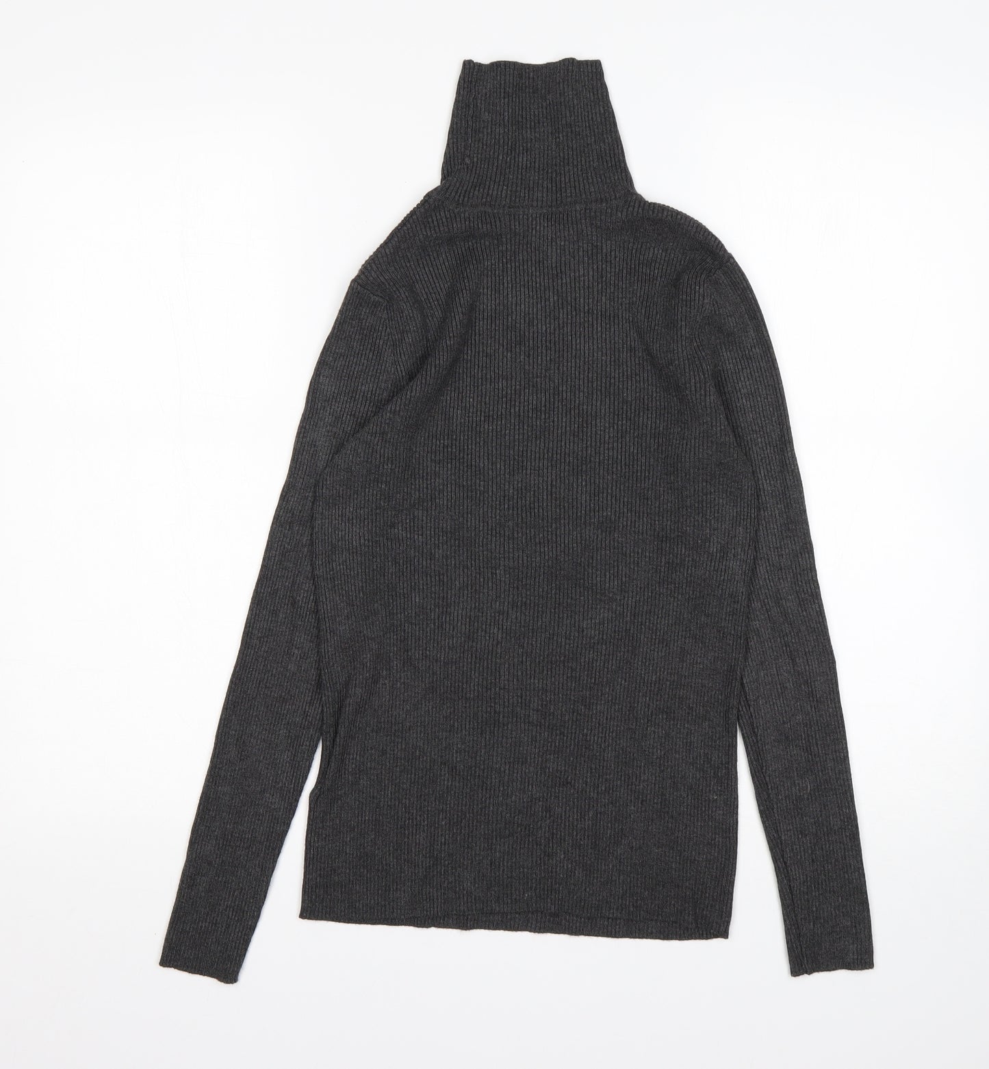M&S Womens Grey Roll Neck  Viscose Pullover Jumper Size 12