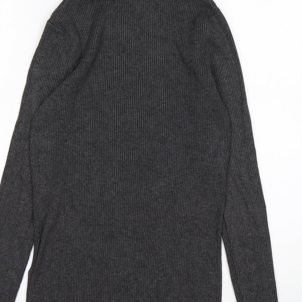 M&S Womens Grey Roll Neck  Viscose Pullover Jumper Size 12