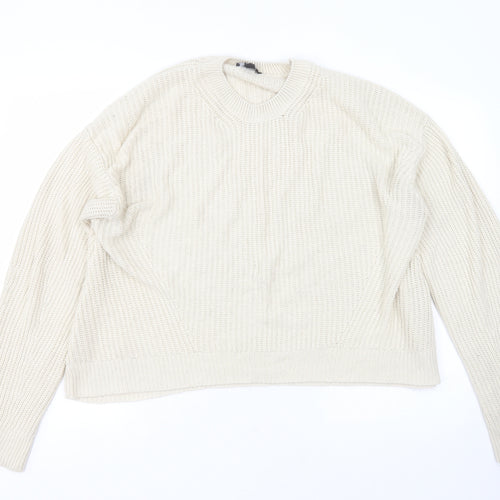 New Look Womens Beige Round Neck  Acrylic Pullover Jumper Size M