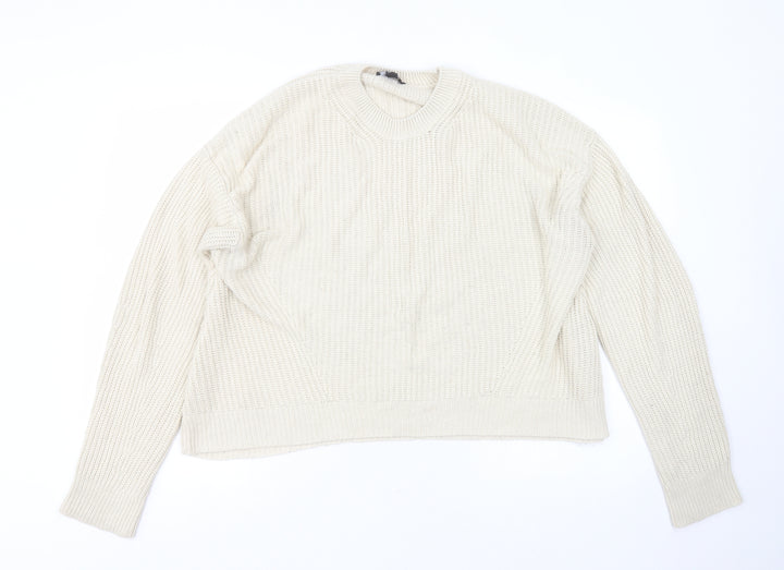 New Look Womens Beige Round Neck  Acrylic Pullover Jumper Size M