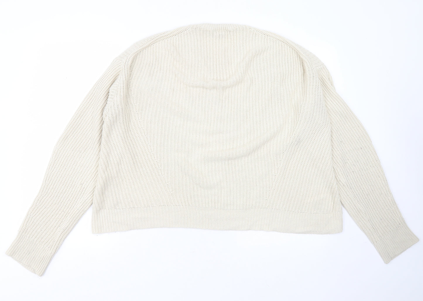 New Look Womens Beige Round Neck  Acrylic Pullover Jumper Size M