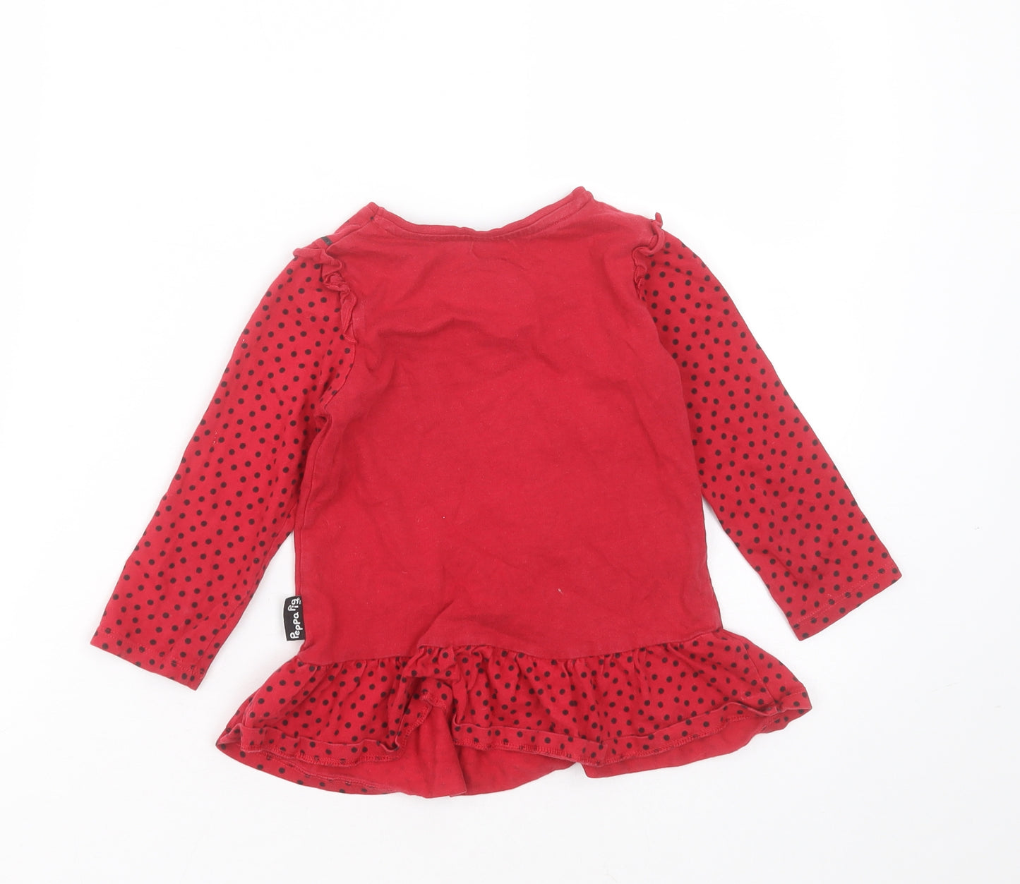 Nutmeg Girls Red Polka Dot Cotton Basic T-Shirt Size 3-4 Years Round Neck  - peppa pig