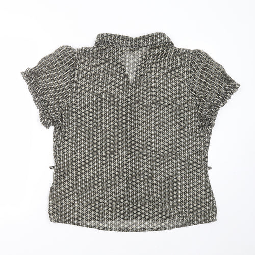 George Womens Green Geometric Polyester Basic Blouse Size 18 Collared - sheer