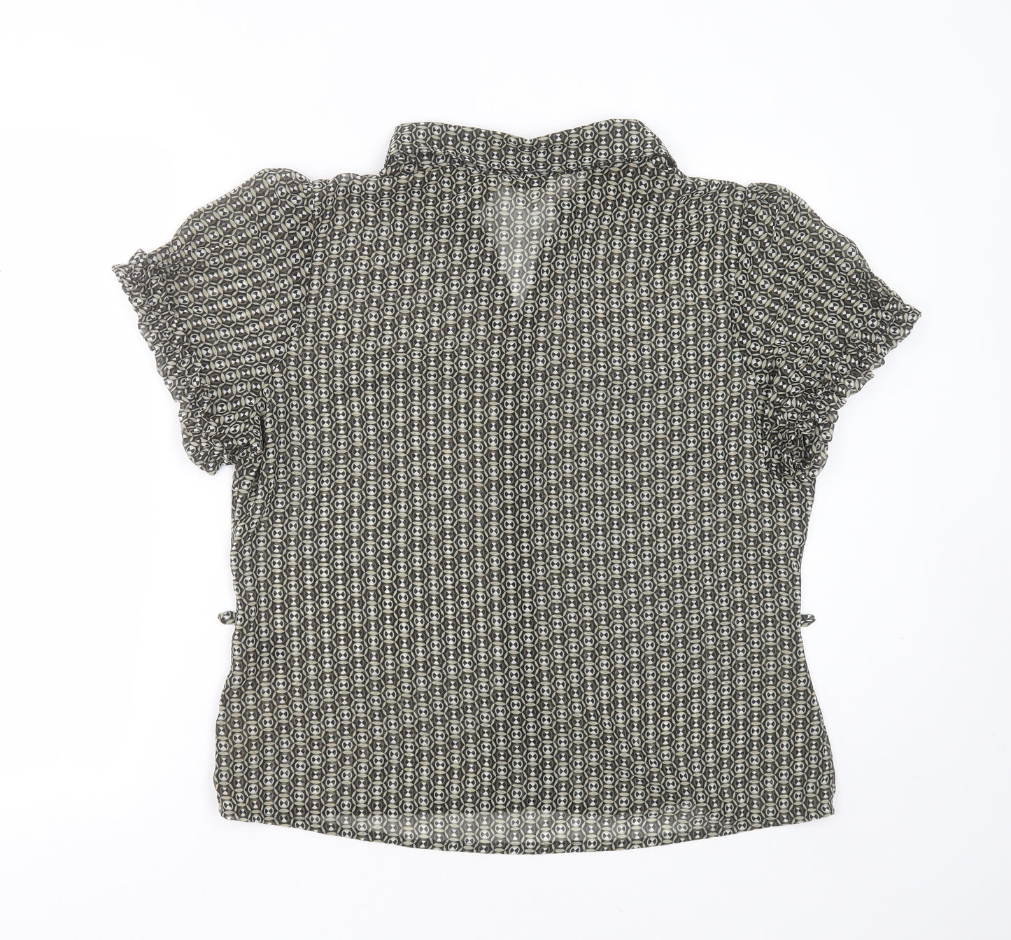 George Womens Green Geometric Polyester Basic Blouse Size 18 Collared - sheer