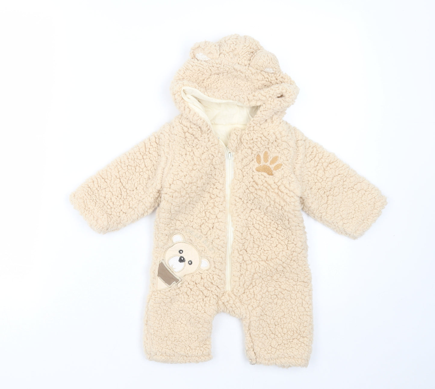 Huzhou Baby Beige  Polyester Coverall Outfit/Set Size 6-9 Months   - bear