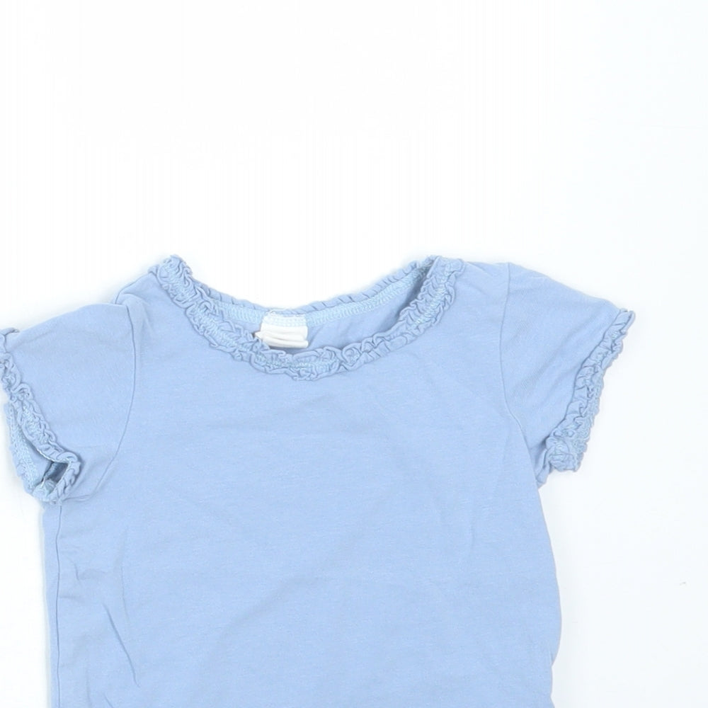 H&M Girls Blue  Cotton Basic T-Shirt Size 6-9 Months Round Neck