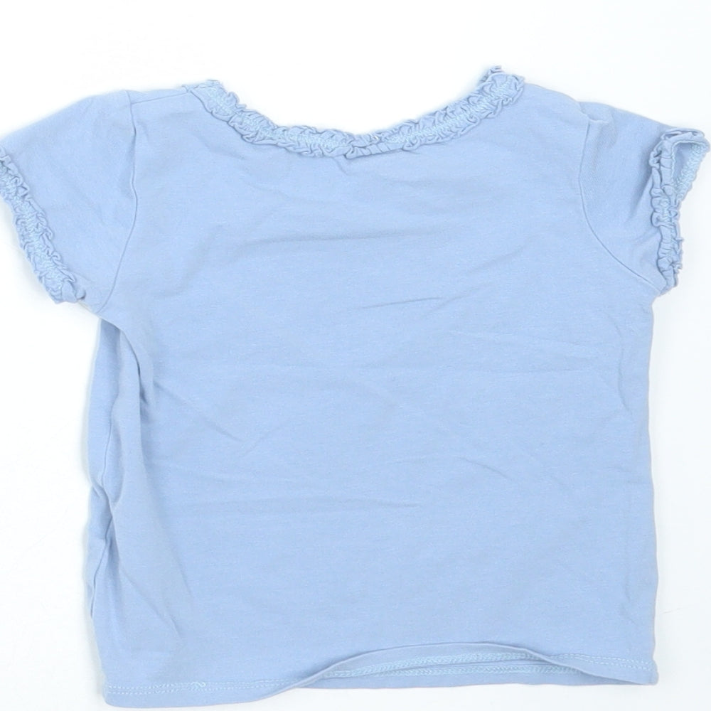 H&M Girls Blue  Cotton Basic T-Shirt Size 6-9 Months Round Neck