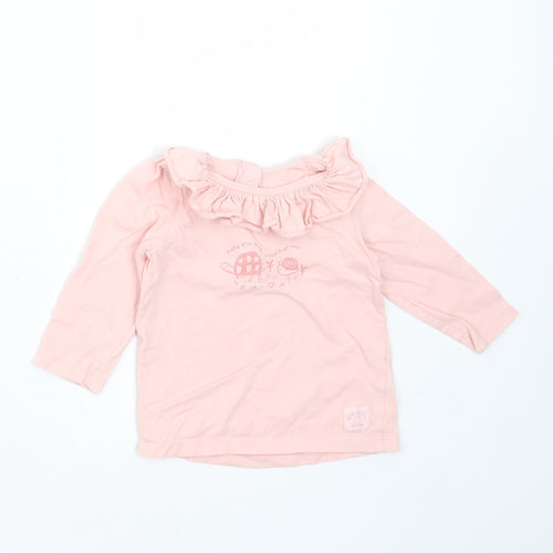 George Girls Pink  Cotton Basic T-Shirt Size 6-9 Months Round Neck  - take your time