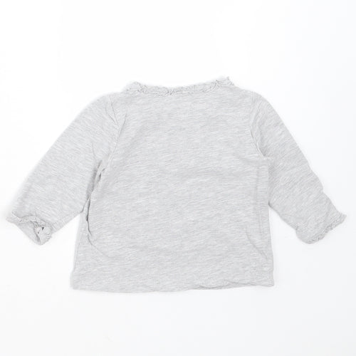 H&M Girls Grey  Cotton Basic T-Shirt Size 3-6 Months Round Neck