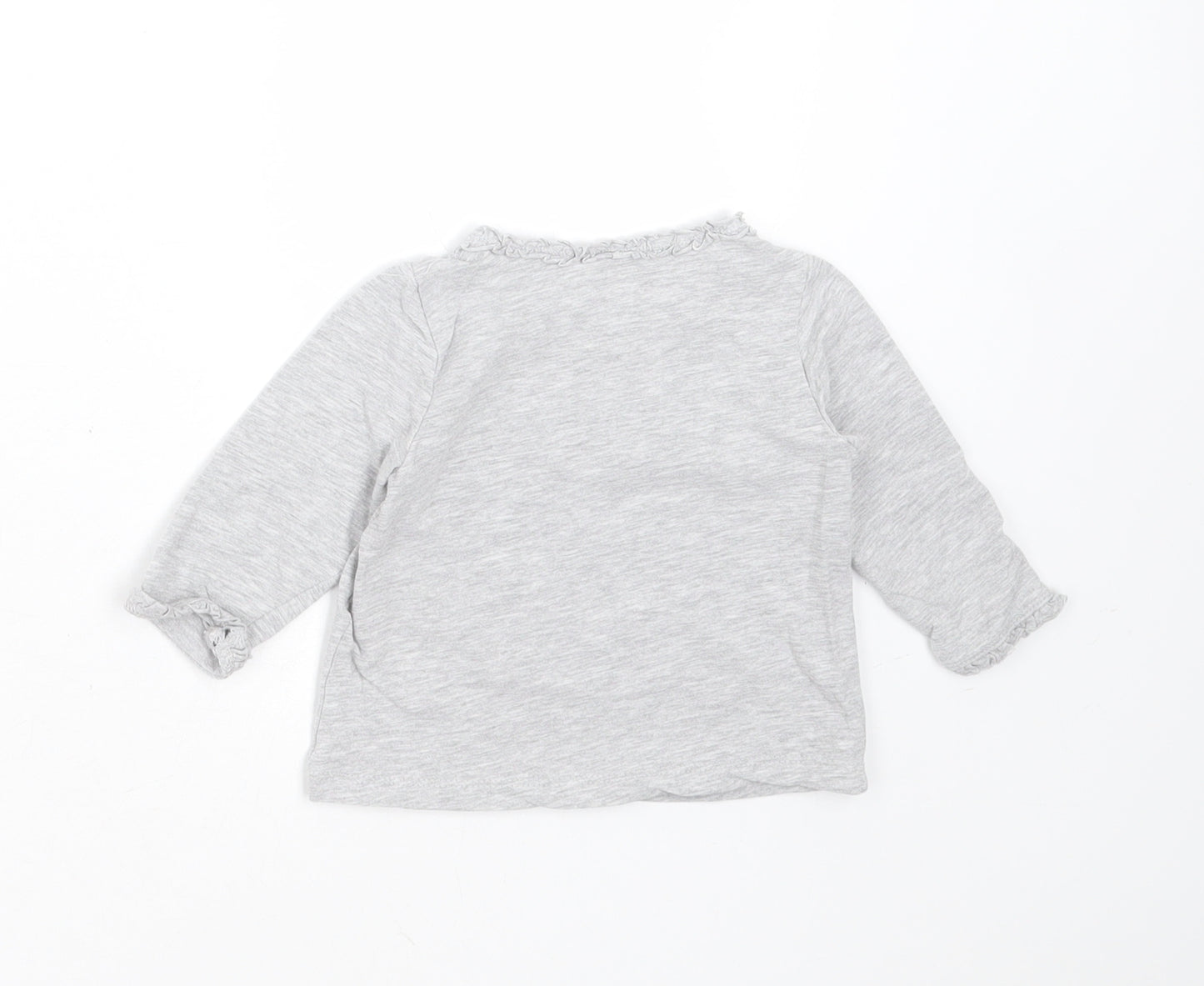 H&M Girls Grey  Cotton Basic T-Shirt Size 3-6 Months Round Neck