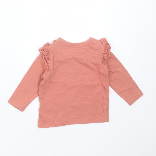 Primark Girls Pink  Cotton Basic T-Shirt Size 6-9 Months Round Neck