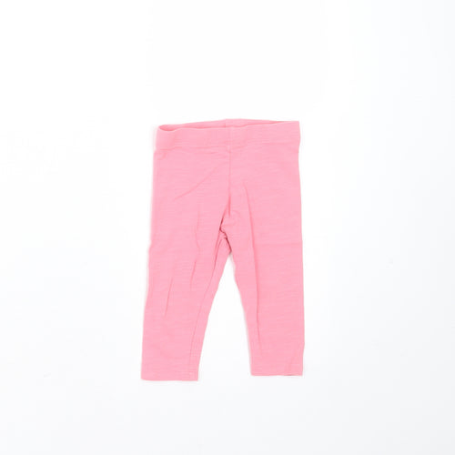 F&F Girls Pink  Cotton  Trousers Size 6-9 Months   - leggings