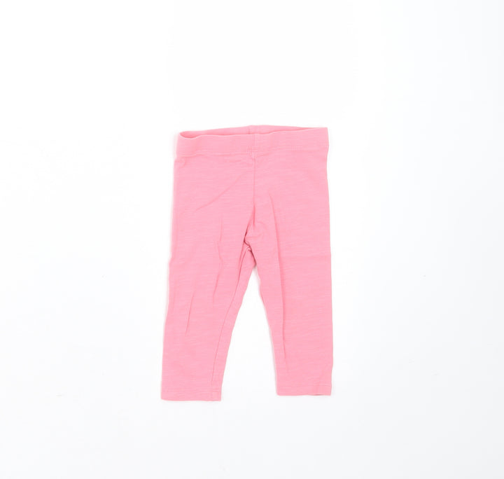 F&F Girls Pink Cotton Trousers Size 6-9 Months - leggings