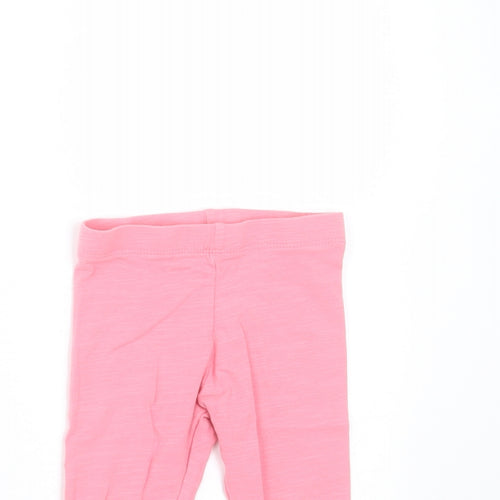 F&F Girls Pink  Cotton  Trousers Size 6-9 Months   - leggings