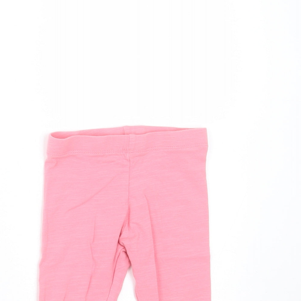 F&F Girls Pink  Cotton  Trousers Size 6-9 Months   - leggings