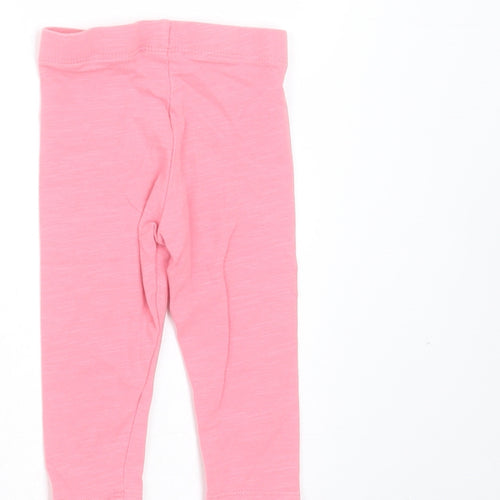 F&F Girls Pink  Cotton  Trousers Size 6-9 Months   - leggings