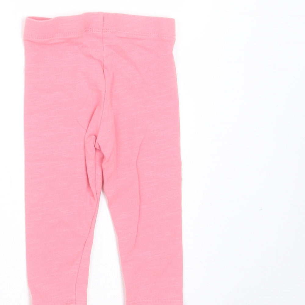 F&F Girls Pink  Cotton  Trousers Size 6-9 Months   - leggings