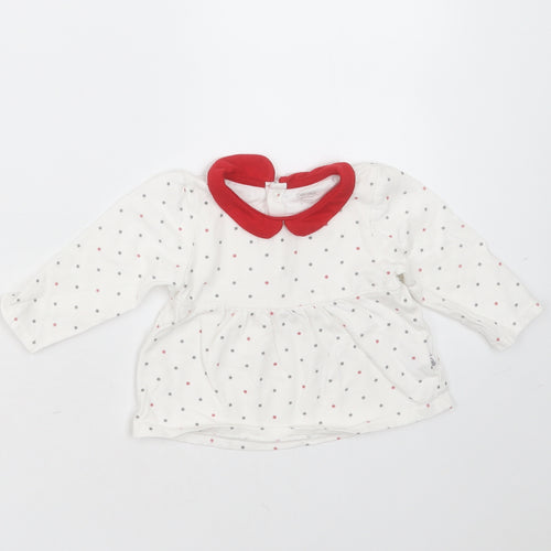 OBAIBI Girls White Geometric Cotton Basic T-Shirt Size 12 Months Collared  - snowflakes