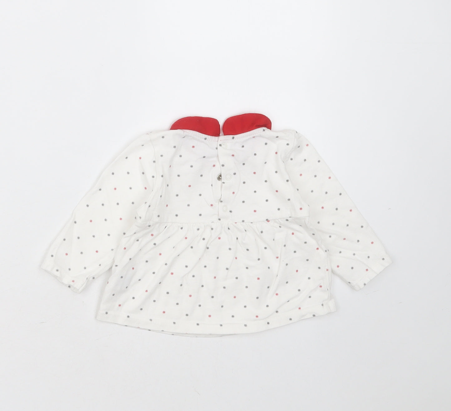 OBAIBI Girls White Geometric Cotton Basic T-Shirt Size 12 Months Collared  - snowflakes