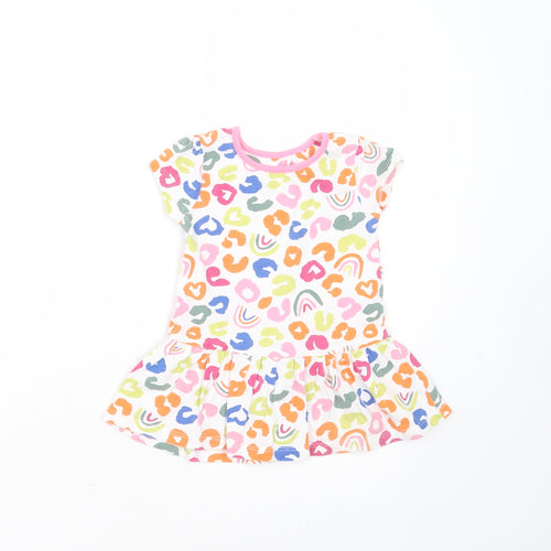Mini Club Girls Multicoloured Geometric Cotton T-Shirt Dress  Size 9-12 Months  Round Neck