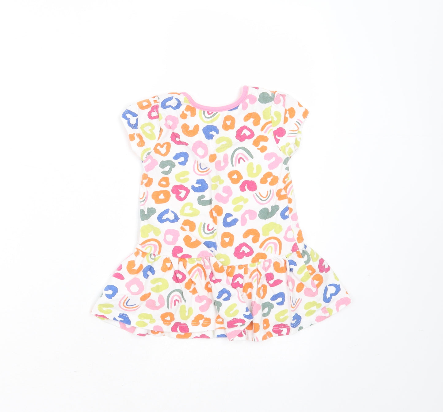 Mini Club Girls Multicoloured Geometric Cotton T-Shirt Dress  Size 9-12 Months  Round Neck