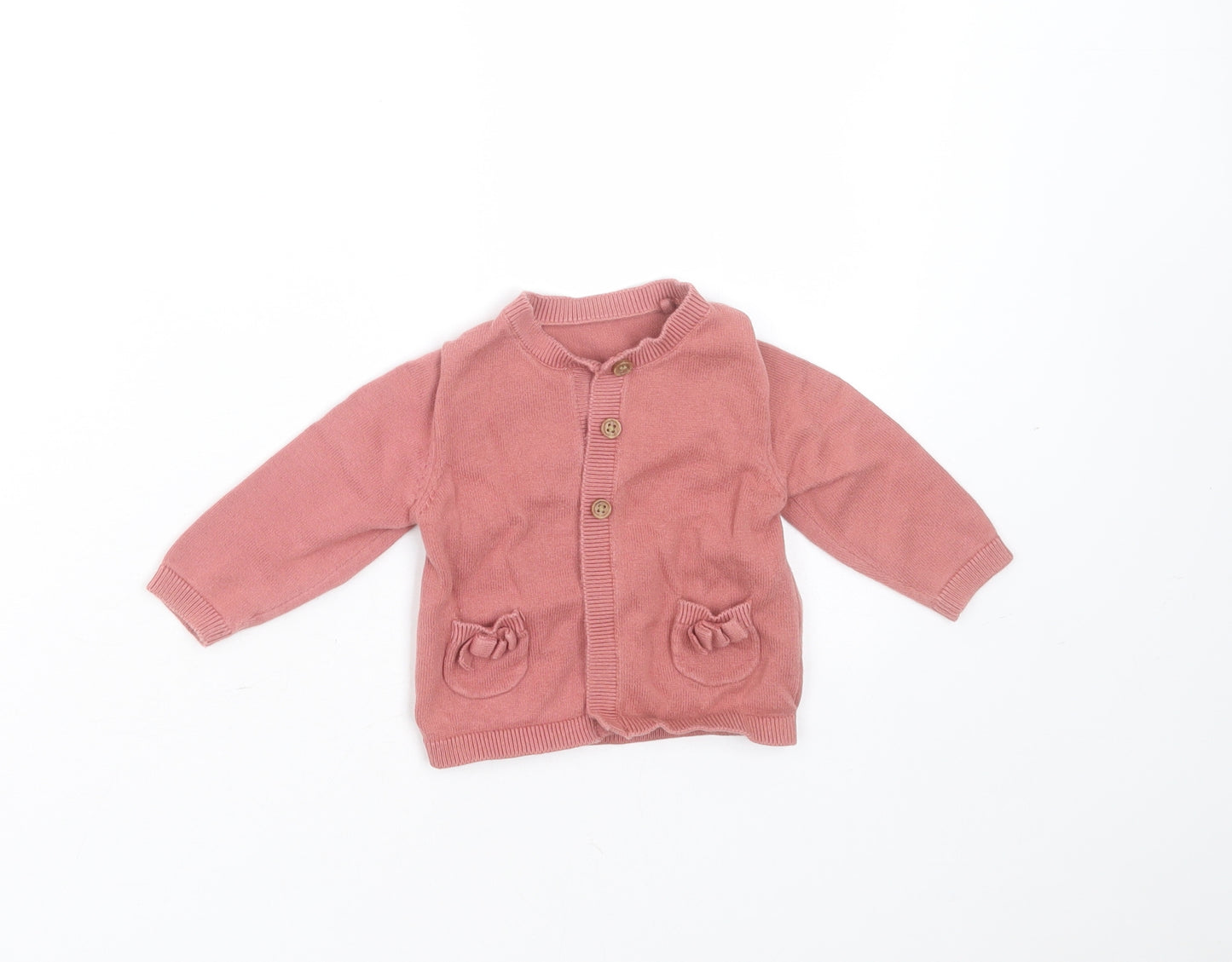 TU Girls Pink  Cotton Cardigan Jumper Size 3-6 Months  Button
