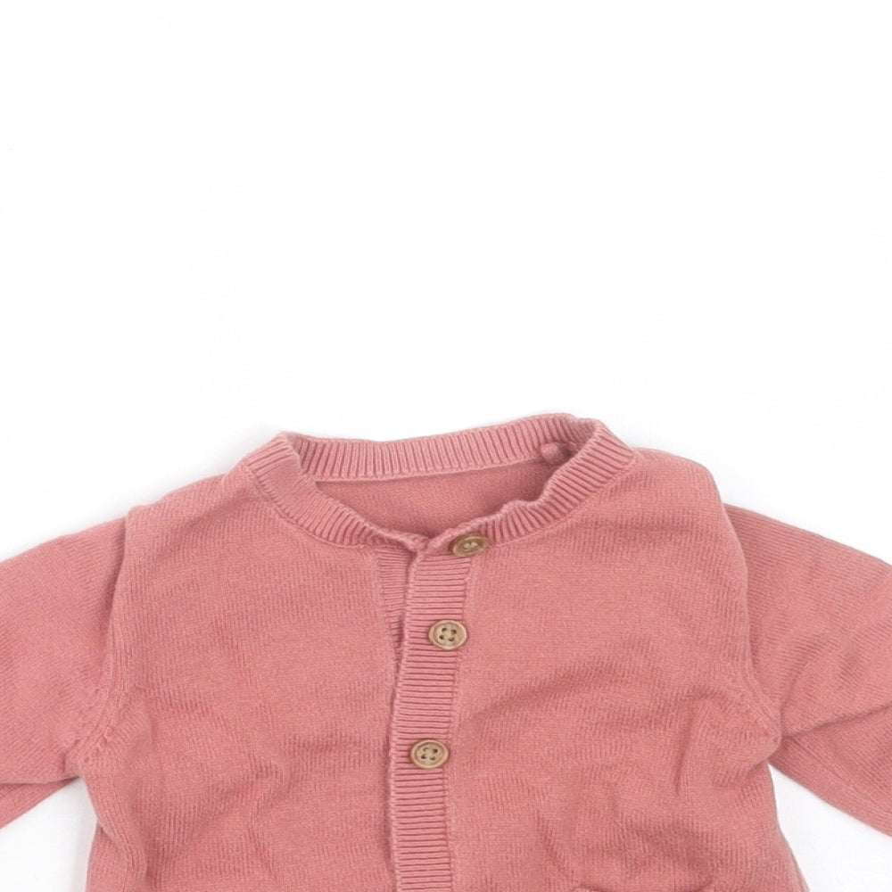 TU Girls Pink  Cotton Cardigan Jumper Size 3-6 Months  Button