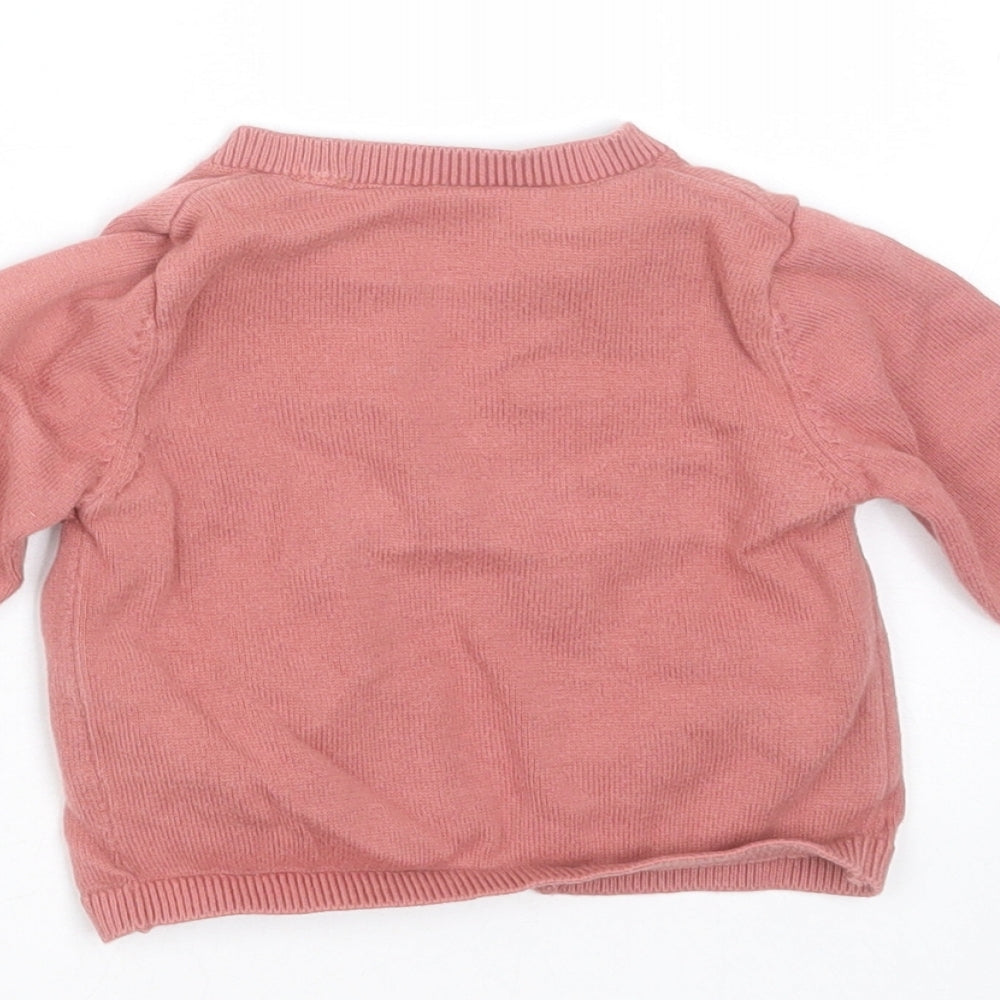 TU Girls Pink  Cotton Cardigan Jumper Size 3-6 Months  Button