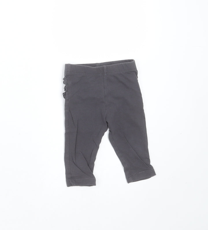 Matalan Girls Grey Cotton Trousers Size 3-6 Months - leggings