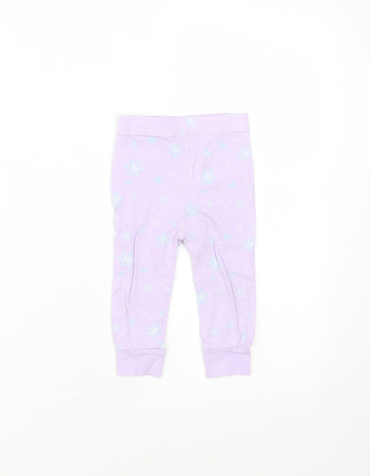 NEXT Baby Purple Geometric Cotton  Trousers Size 9-12 Months   - snowflakes